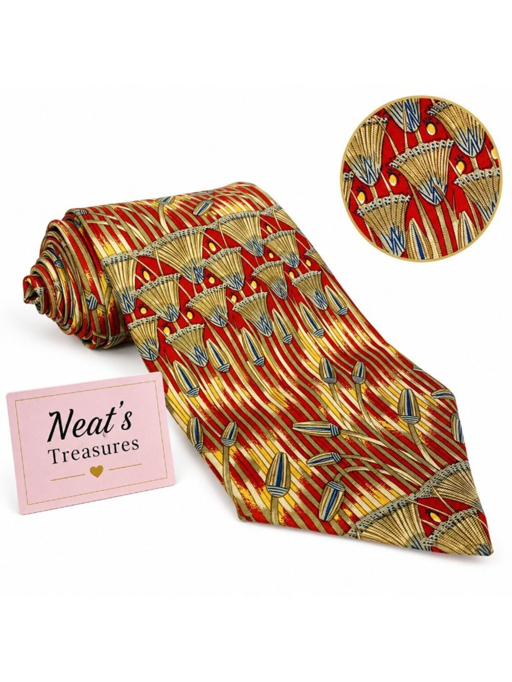 THE Metropolitan Museum Of Art MASTERWORKS COLLECTION Red Blue Gold Silk Tie